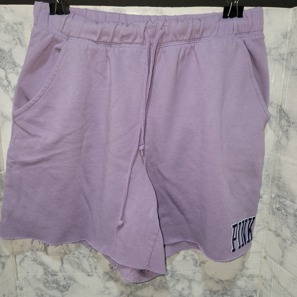 Pink Victoria Secret Shorts Women's Size Medium Purple Lounge Drawstring Closure